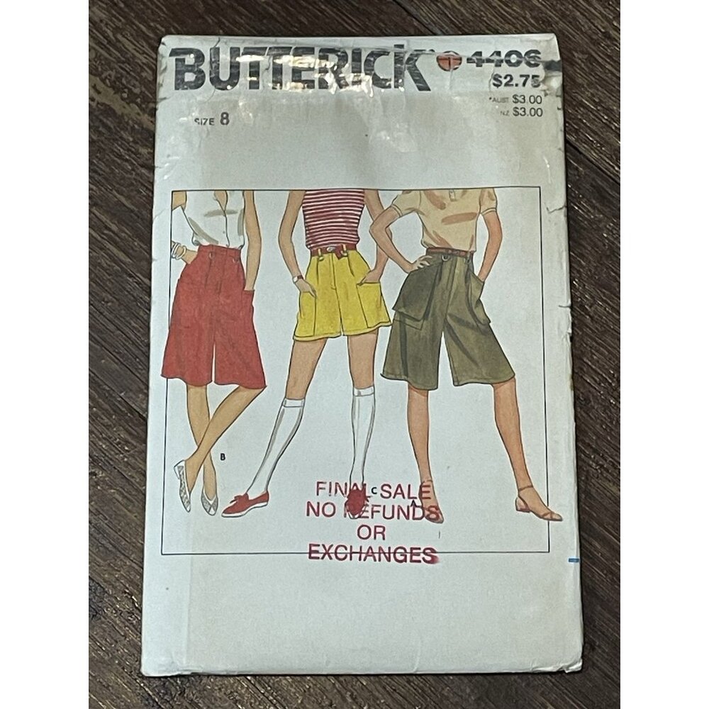 Butterick 4406 Pattern Vintage Misses Culottes & Shorts Size 8 UNCUT